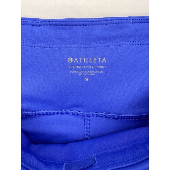 ATHLETA PHENOM CAMO 7/8 Royal Blue Perforated Leggings Women’s Size Medium - Picture 5 of 11
